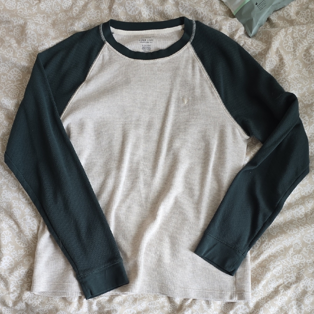 American Eagle Outfitters Cream Waffle Knit Top